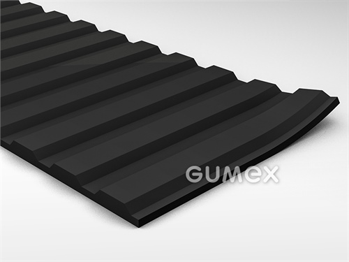 Gumová podlahovina s dezénom S 4, hrúbka 6mm, šíře 1200mm, 80°ShA, NR-SBR, dezén pozdĺžne ryhovaný, -25°C/+80°C, čierna